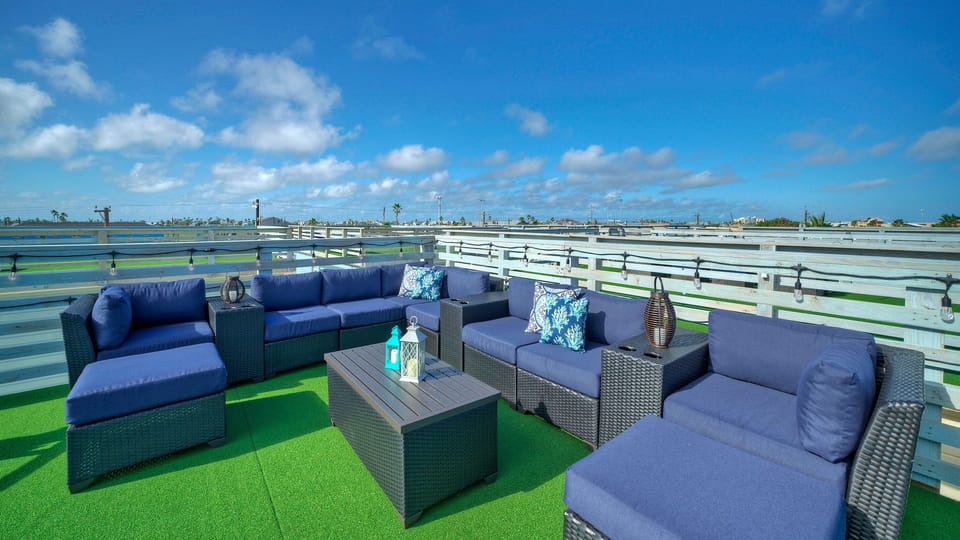 Rooftop deck features plenty of space to lounge.