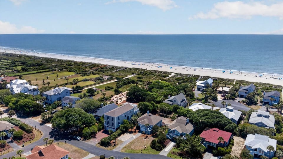 Aerial view of the coastal neighborhood.