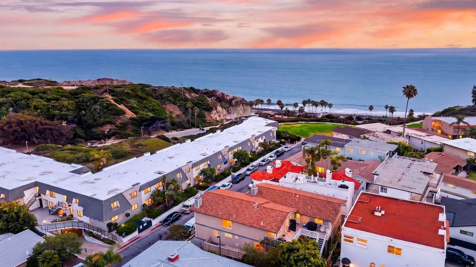 Aerial view of the coastal neighborhood.