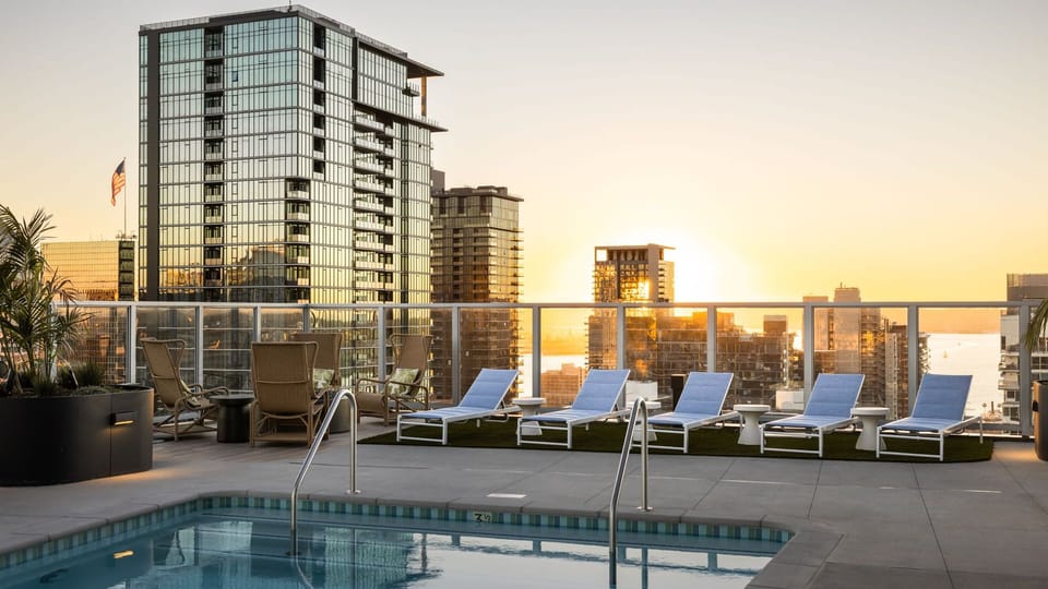 Shared rooftop pool.