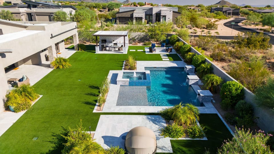 Pool and lawn from the air