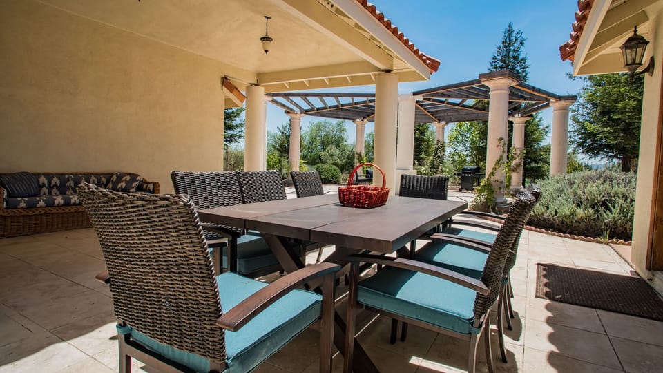 Outdoor dining table perfect for al fresco meals.