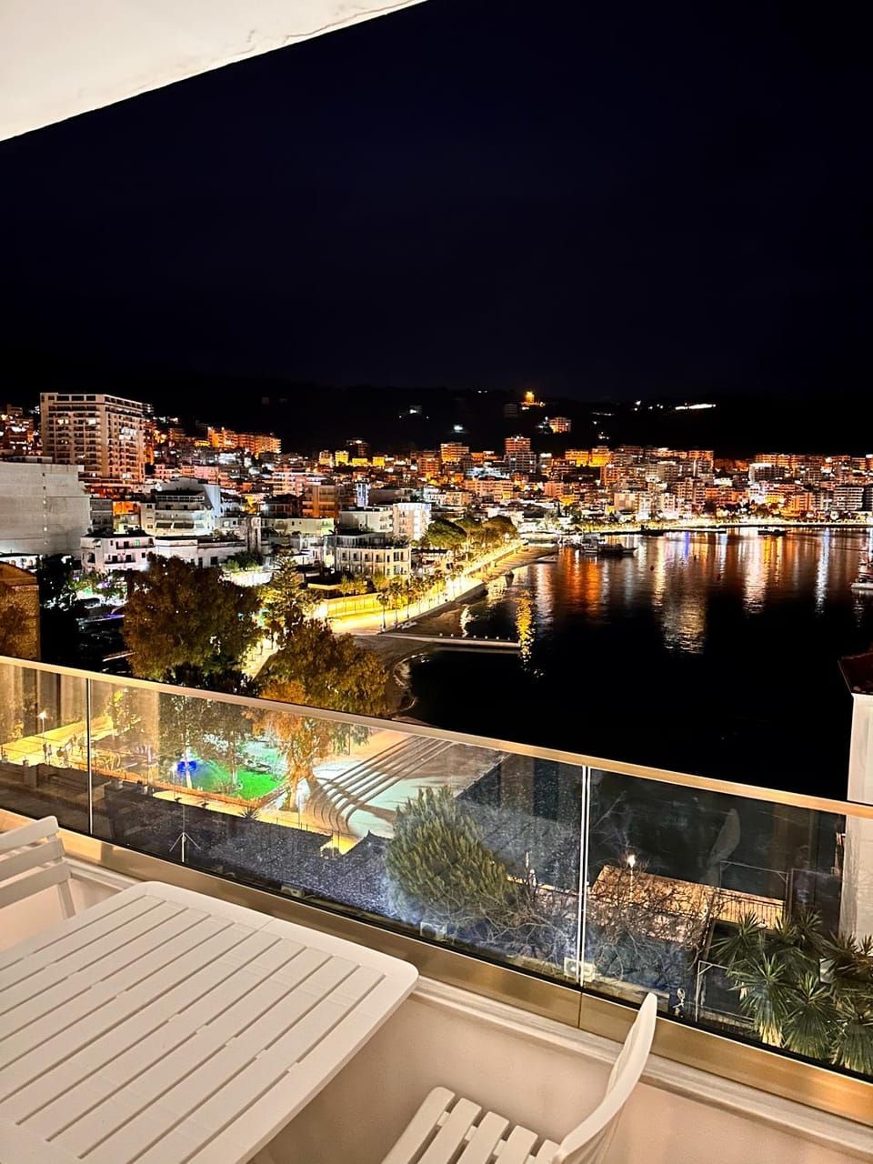 Night, View (from property/room), Balcony/Terrace, City view, Sea view