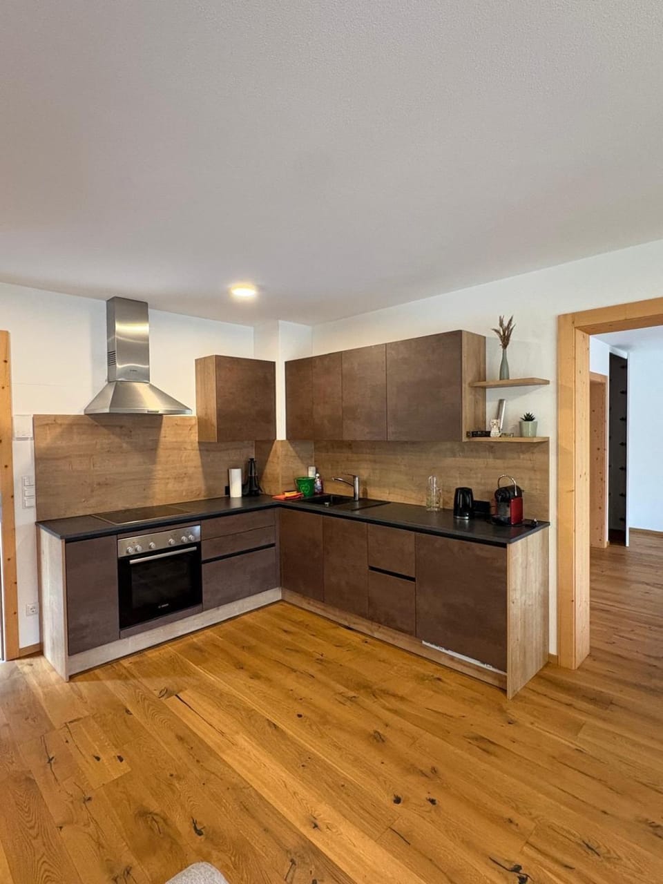 Kitchen or kitchenette, stove, toaster