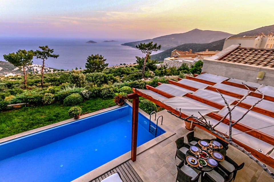 Patio, Natural landscape, Mountain view, Pool view, Sea view, Swimming pool, sunbed