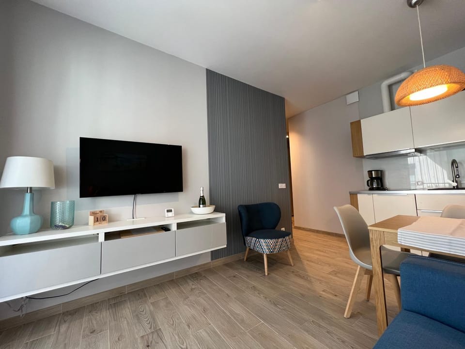 TV and multimedia, Kitchen or kitchenette, Living room, Photo of the whole room, Seating area