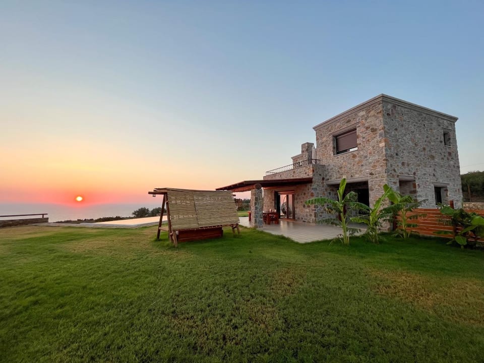 Property building, Swimming pool, Sunset
