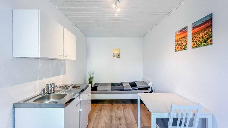 Kitchen or kitchenette, Dining area, Bedroom, stove