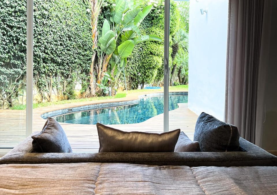 Natural landscape, Living room, Seating area, Garden view, Swimming pool, Open Air Bath, sunbed