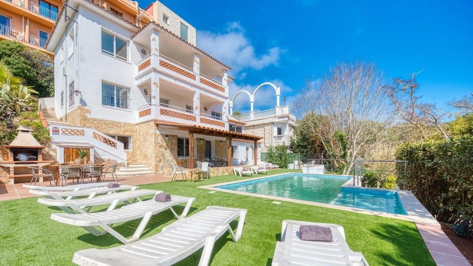 Property building, Living room, Swimming pool
