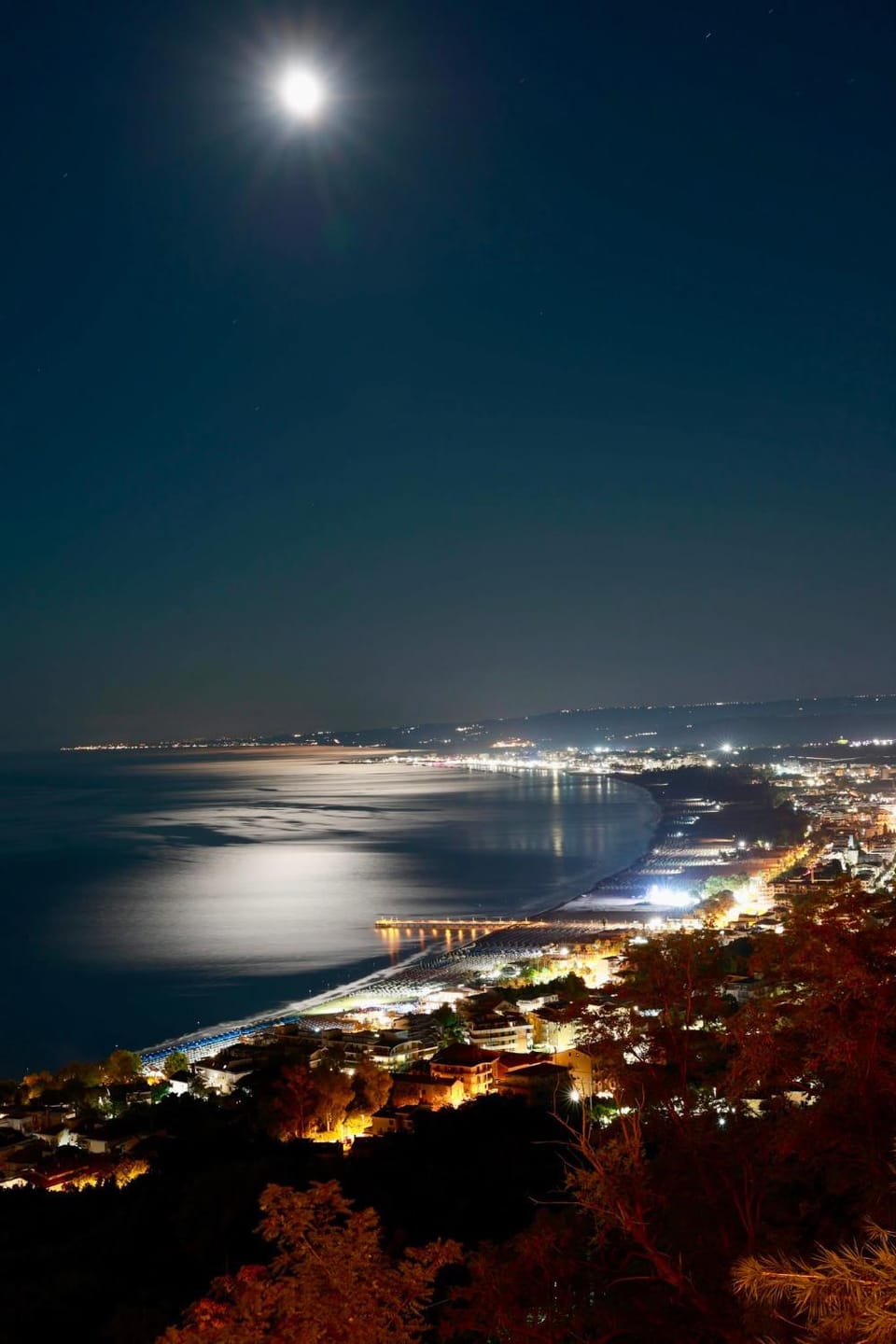 Nearby landmark, Night, Natural landscape, Sea view