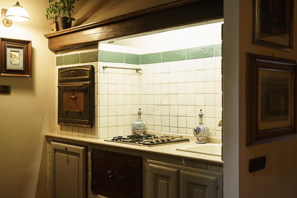 Kitchen or kitchenette, stove