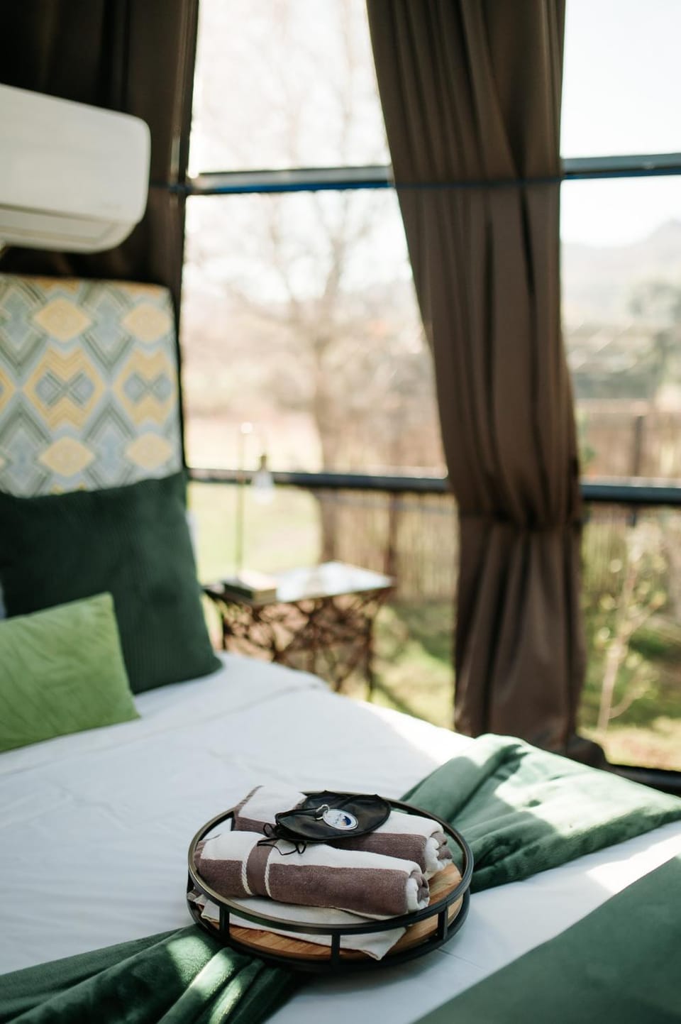 Bed, Decorative detail, Garden view