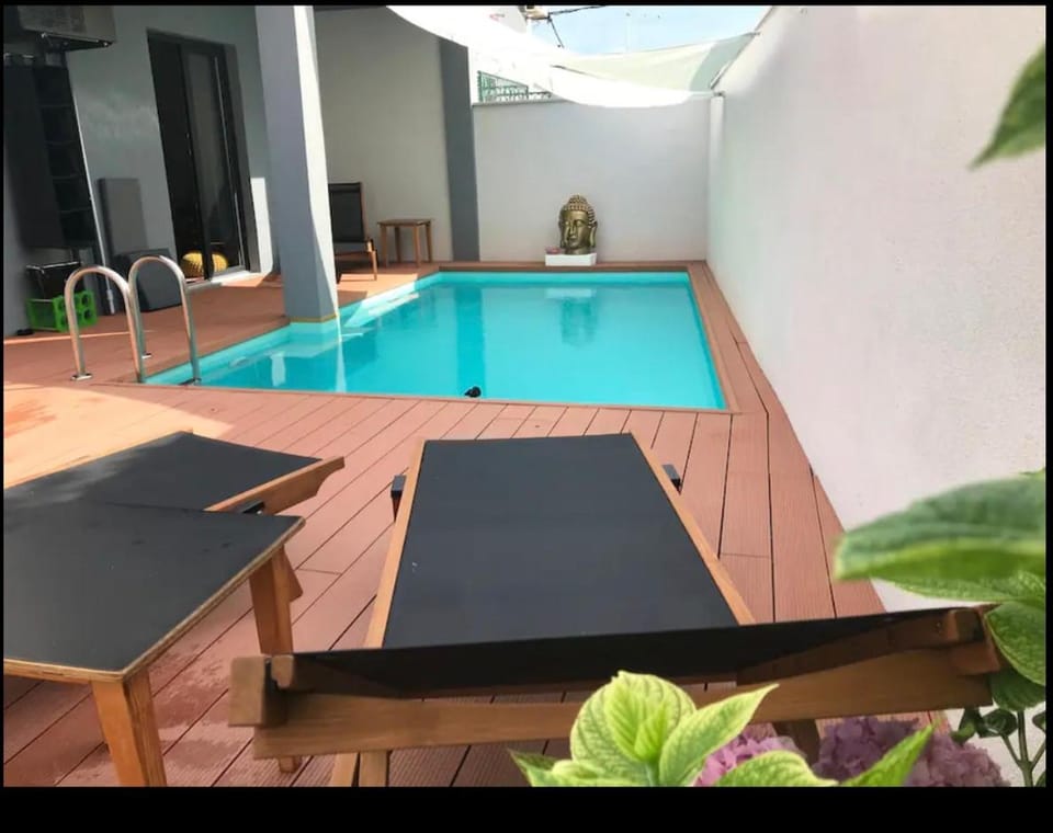 Patio, Pool view, Swimming pool, sunbed