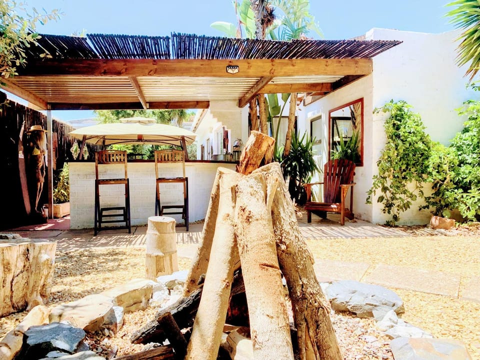 Garden view, fireplace