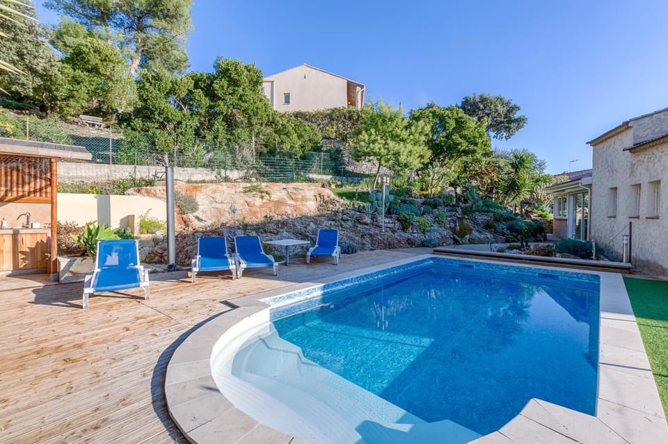 Property building, Living room, Swimming pool