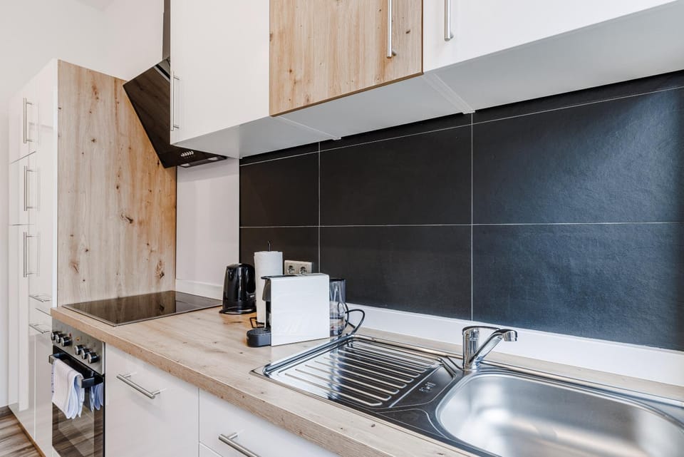 Kitchen or kitchenette, stove