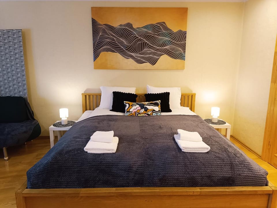 Bed, Photo of the whole room, Bedroom, towels