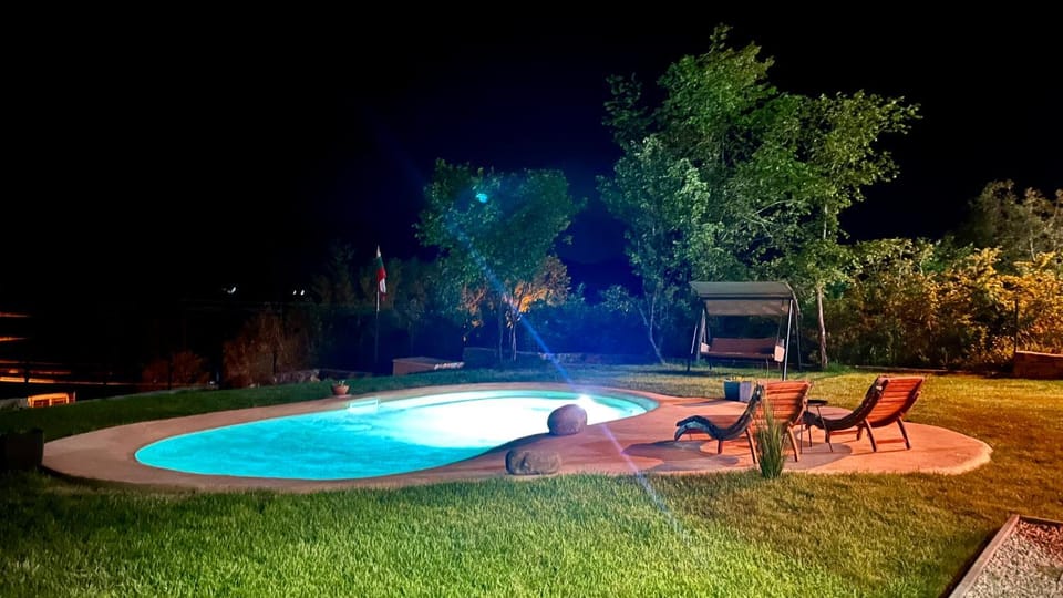 Night, Natural landscape, Garden, Garden view, Pool view, sunbed