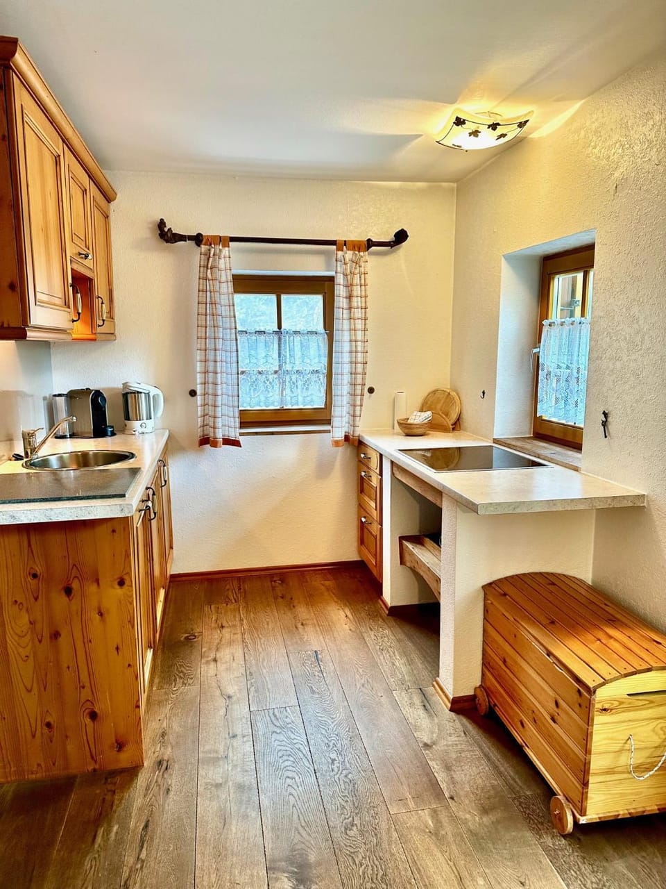 Kitchen or kitchenette, stove