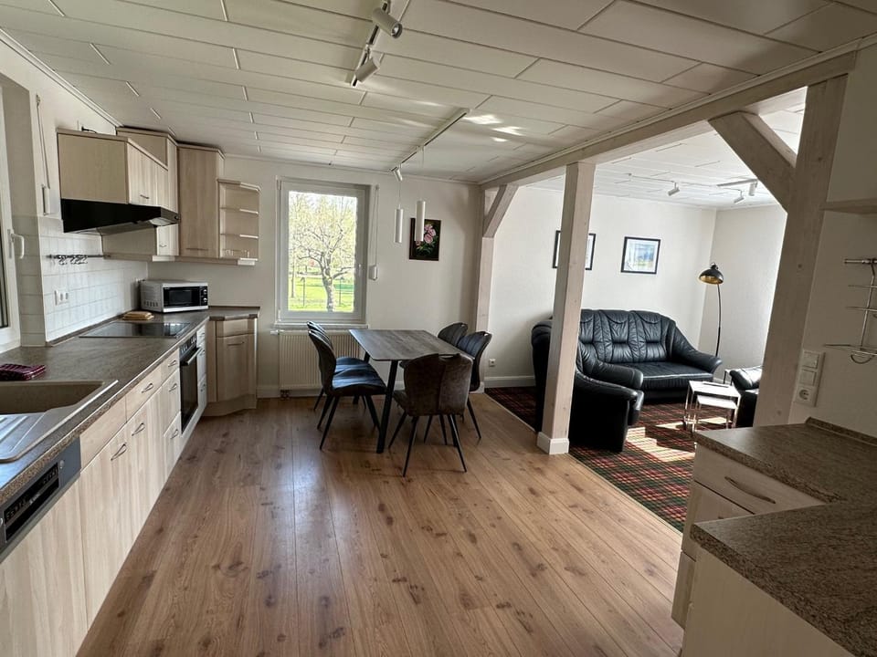 Kitchen or kitchenette, Living room, Dining area