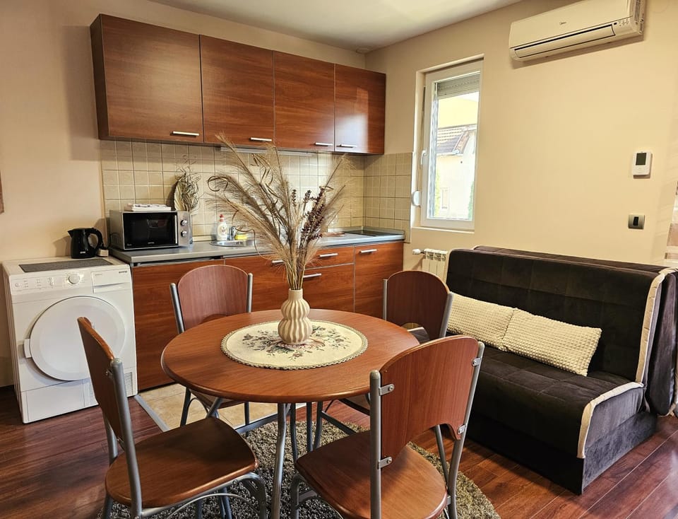 Kitchen or kitchenette, Living room, Seating area, Dining area, minibar, pet friendly, air conditioner