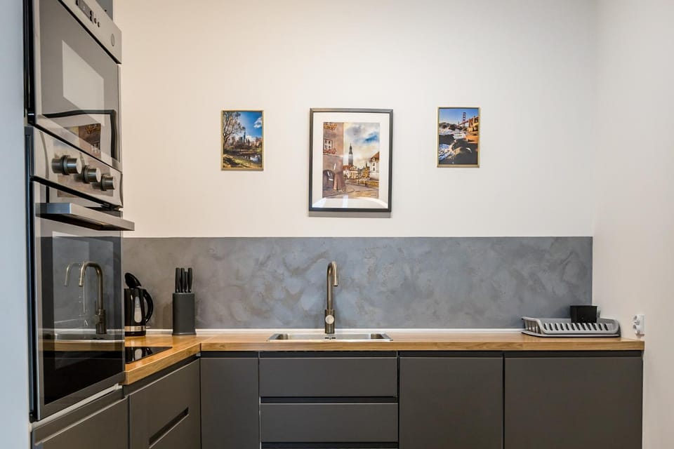 Kitchen or kitchenette, stove