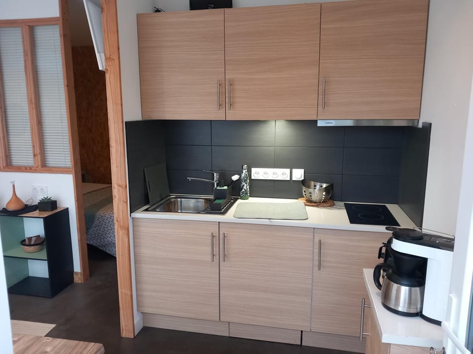 Coffee/tea facilities, Kitchen or kitchenette, stove