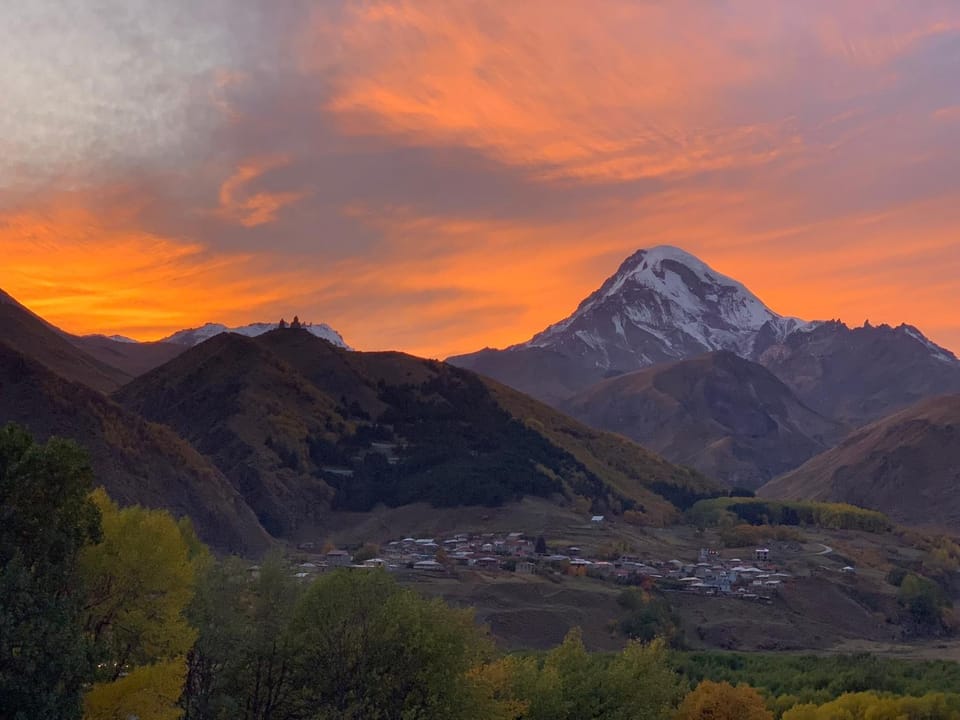 Nearby landmark, Day, Natural landscape, Mountain view, Sunset