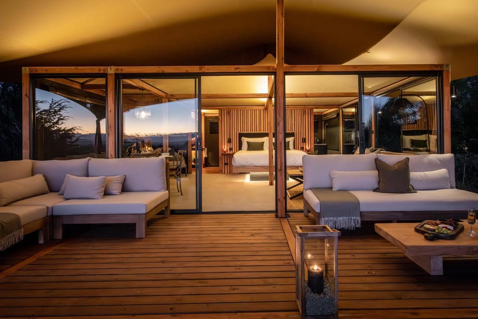 Patio, Bed, Seating area, Bedroom