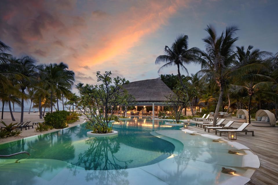 Pool view, Swimming pool, Sunset