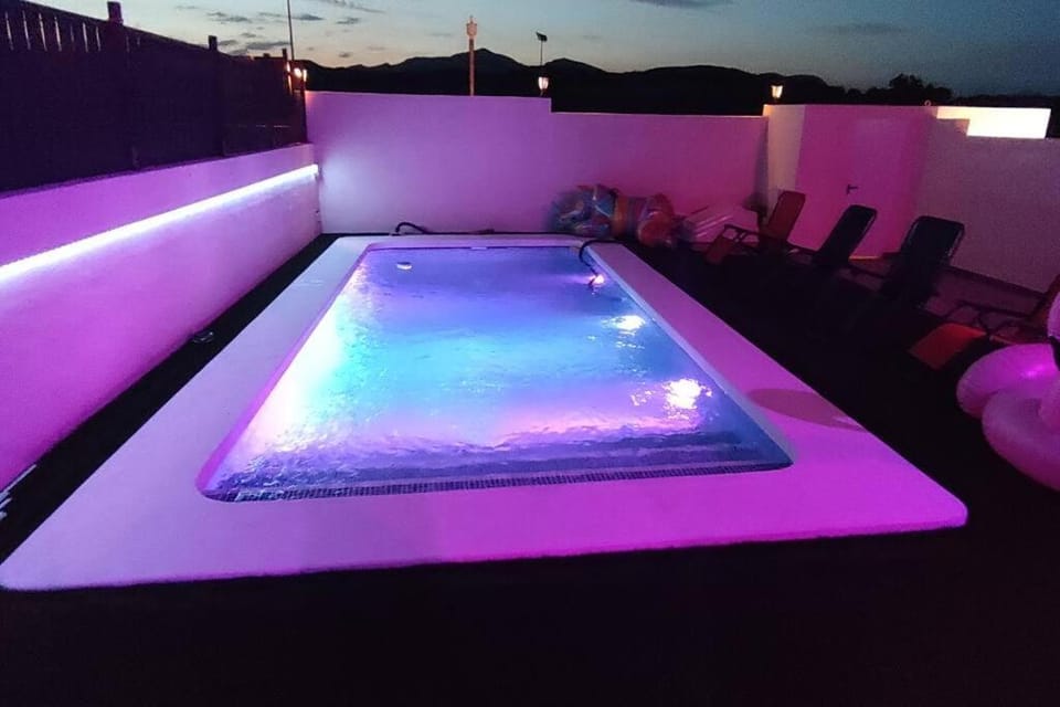Night, Pool view, Swimming pool