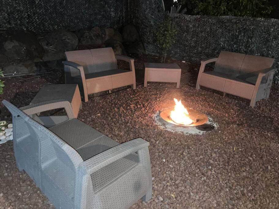 Night, BBQ facilities, Seating area