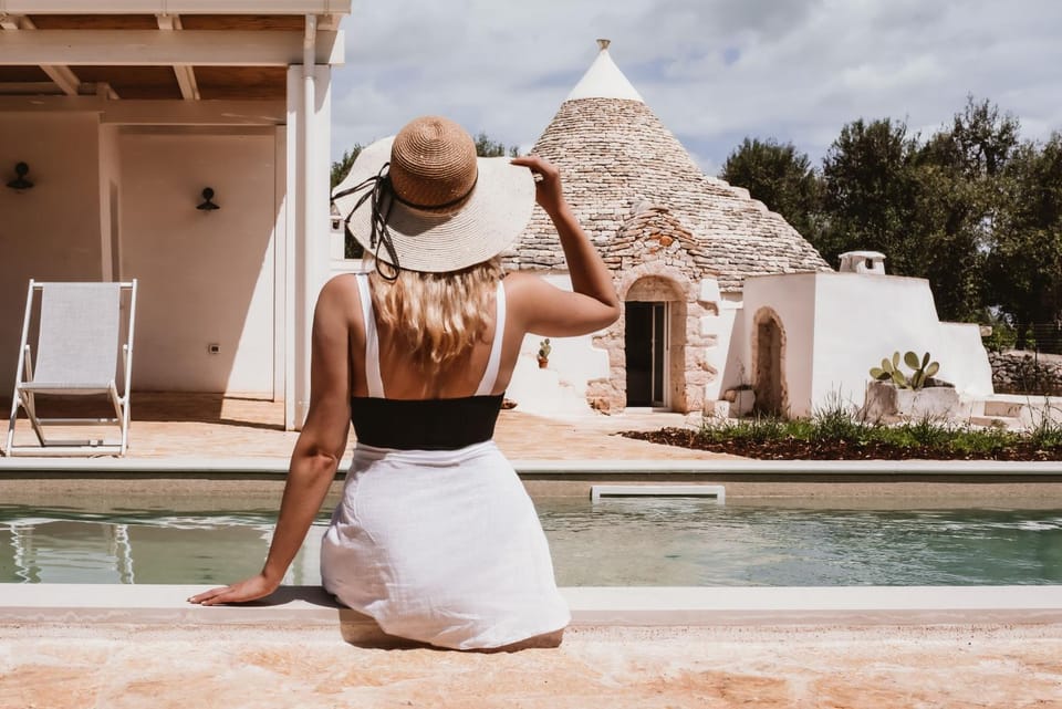 Patio, Day, Natural landscape, Pool view, Swimming pool, sunbed
