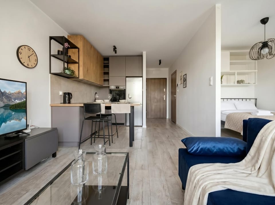 Bed, TV and multimedia, Kitchen or kitchenette, Living room, Photo of the whole room, Seating area, Dining area, Bedroom, minibar, oven