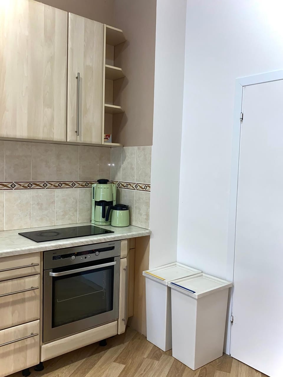 Kitchen or kitchenette, stove