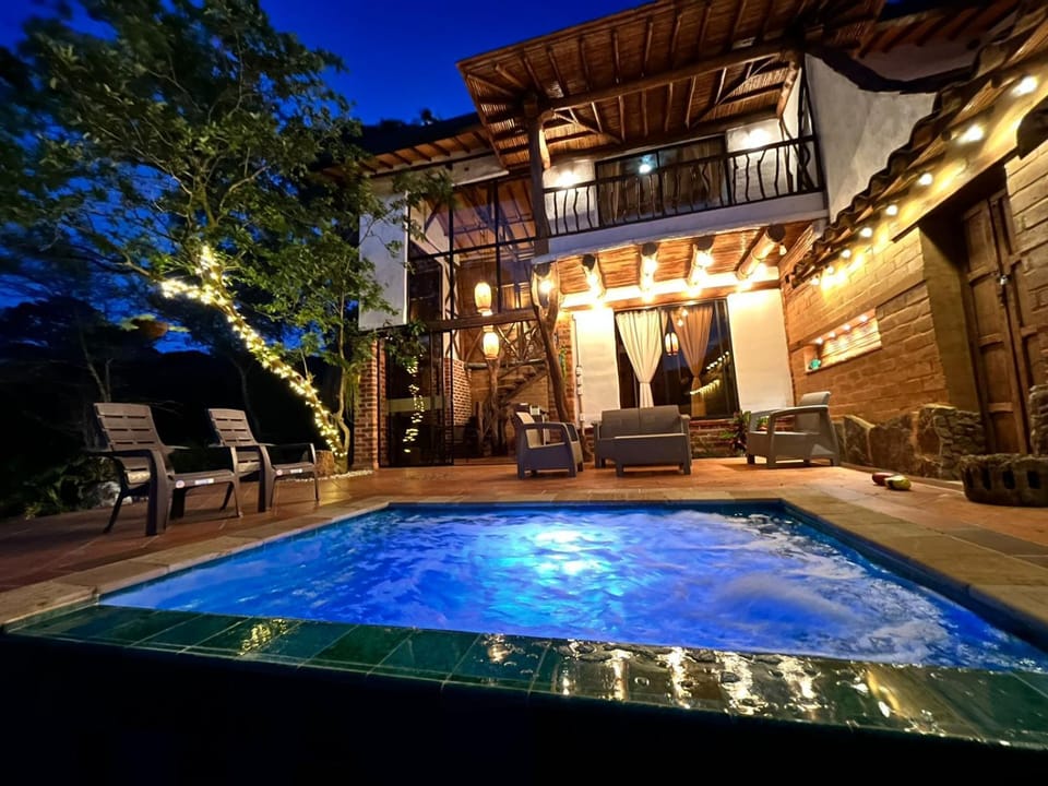 Night, Pool view, Swimming pool