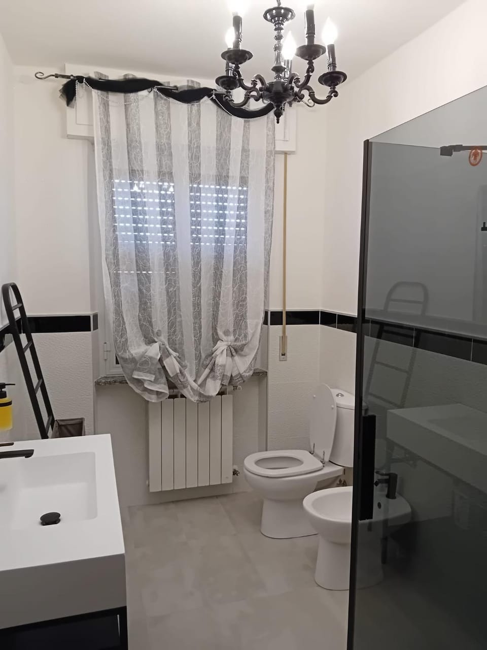 Toilet, bidet, hair dryier, towels