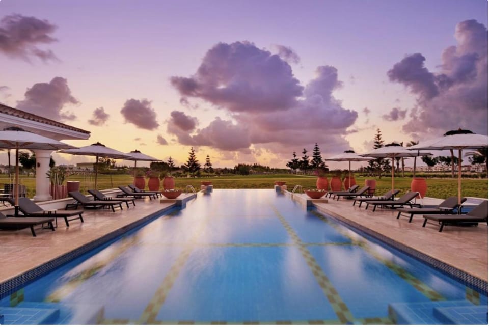 Day, Natural landscape, Pool view, Swimming pool, Sunset, sunbed