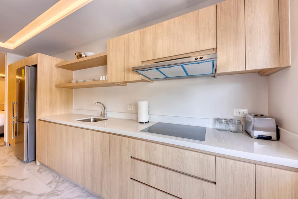 Kitchen or kitchenette, toaster