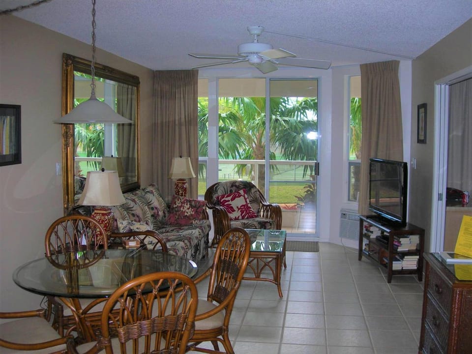 Day, Garden, TV and multimedia, Living room, Seating area, Dining area, furniture, air conditioner