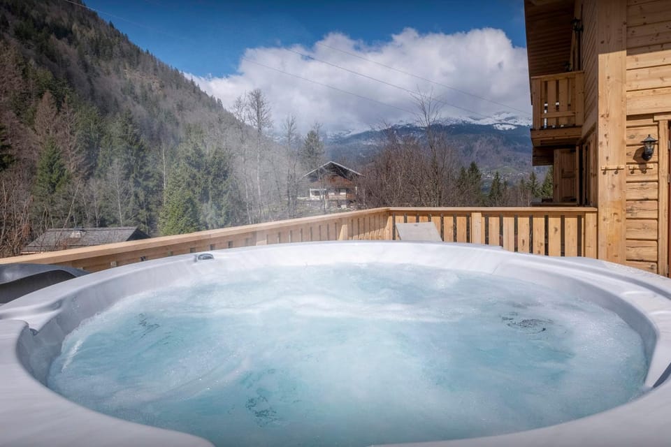 Day, Natural landscape, Hot Tub, Balcony/Terrace, Living room, Mountain view