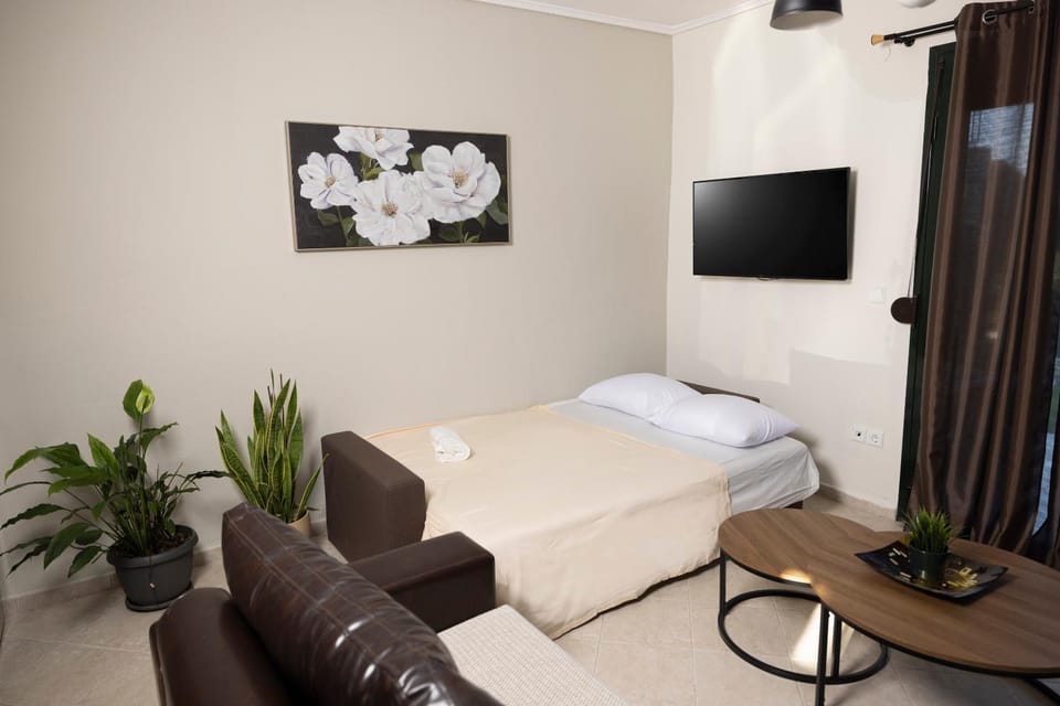 Bed, TV and multimedia, Living room, Seating area