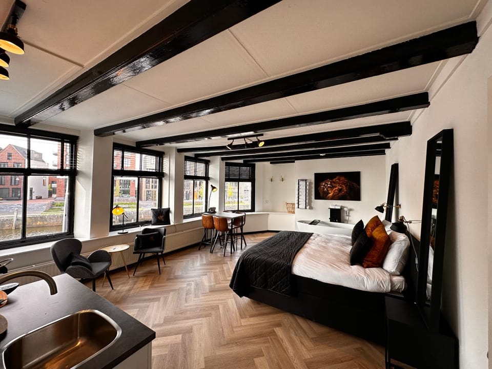 Bed, Living room, Photo of the whole room, Seating area, Bedroom