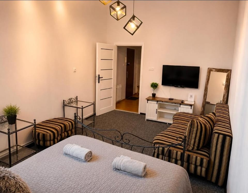 Bed, TV and multimedia, Living room, Photo of the whole room, Seating area, Bedroom, towels