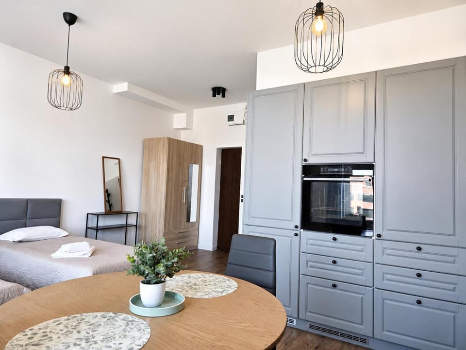 Bed, TV and multimedia, Kitchen or kitchenette, Living room, Photo of the whole room, Seating area, Bedroom, oven, wardrobe