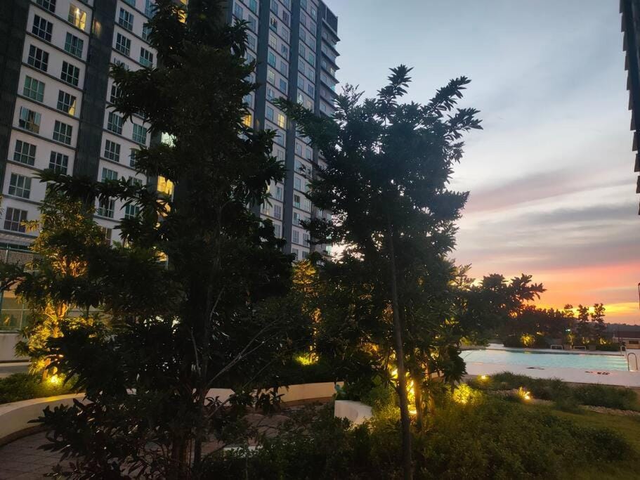Property building, Garden, Garden view, Sunset