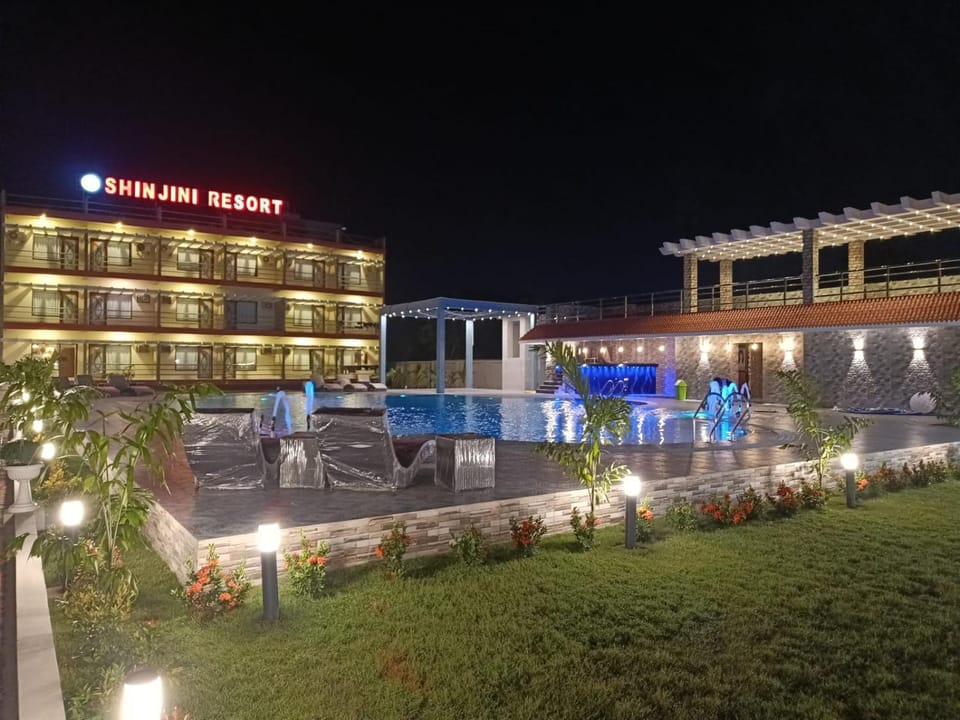 Property building, Night, Garden, Pool view, Swimming pool