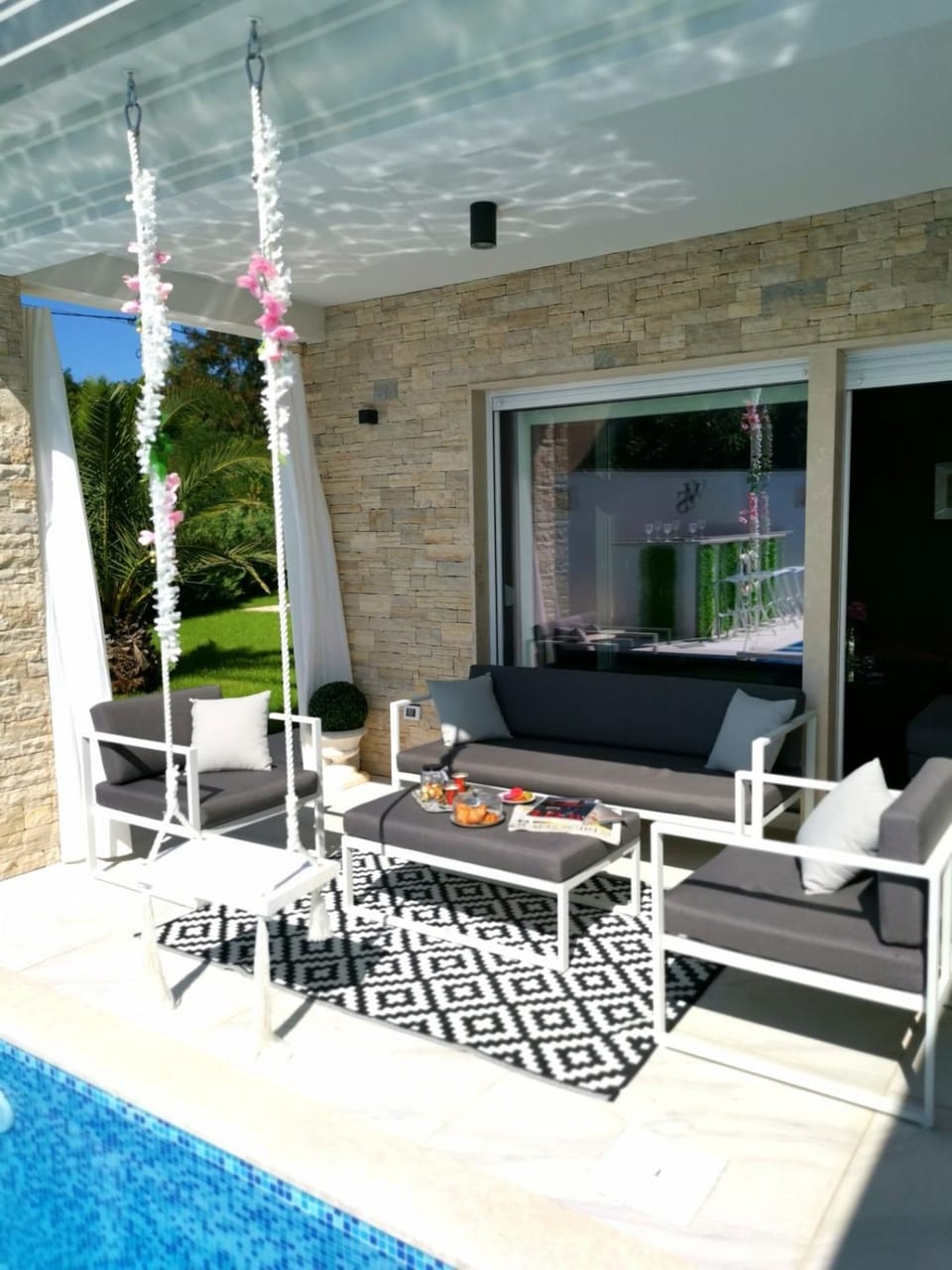 Patio, Seating area, Pool view, Swimming pool