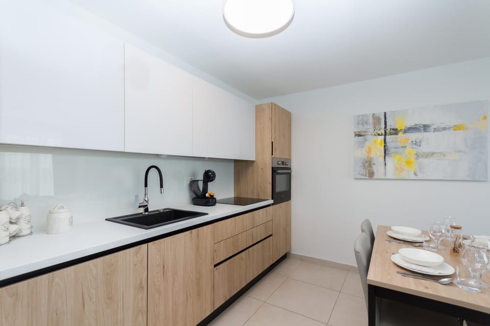 Kitchen or kitchenette, stove